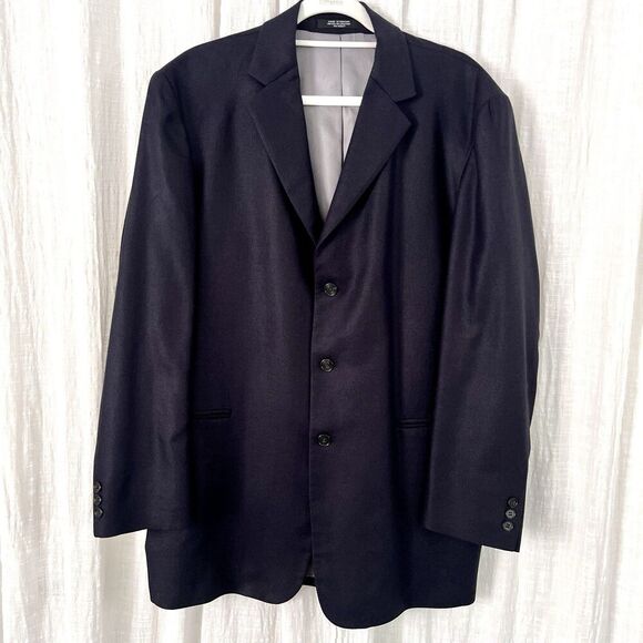 J. Ferrar Black 100% Silk 3 Button Satin Lined Blazer Sport Coat - Size 42R - Picture 1 of 11